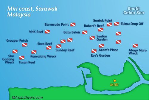 Dive Miri and Sarawak Map